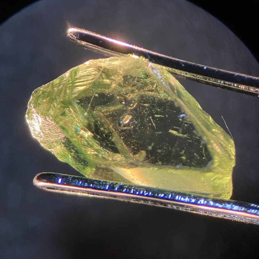 green zircon crystal - silicates