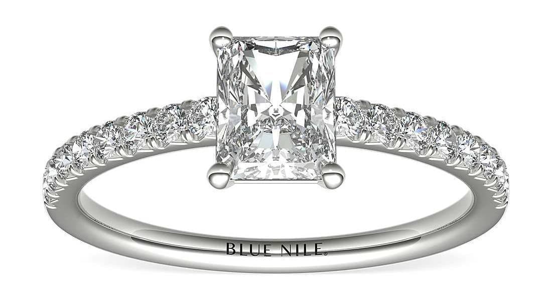 French Pavé Diamond Engagement Ring in Platinum