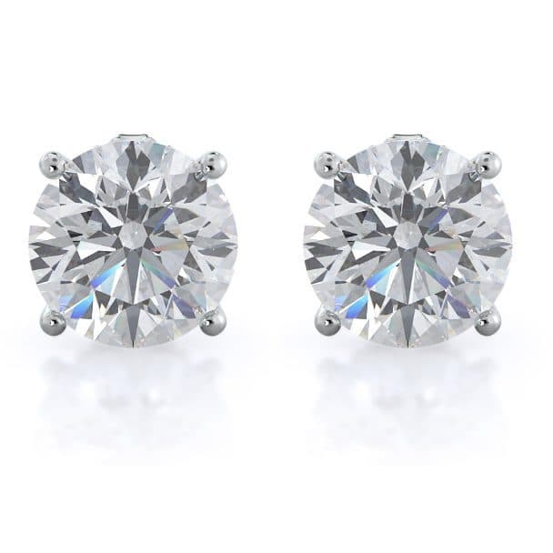 Round Natural Diamond Stud Earrings With Clarity