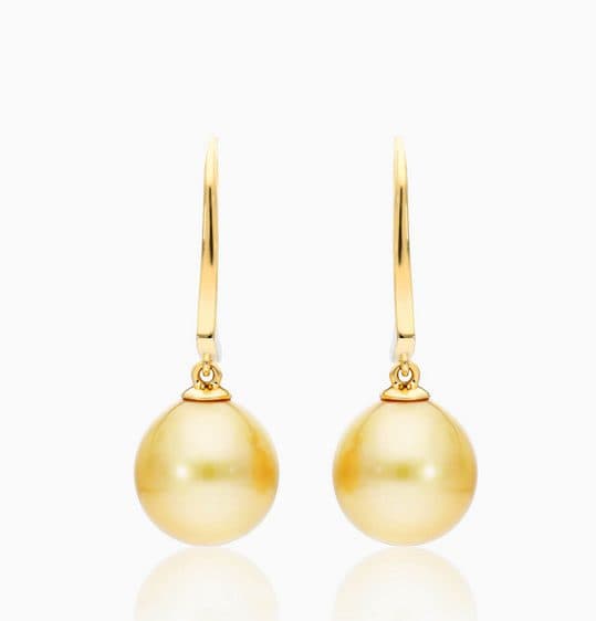 14K Yellow Gold Golden South Sea Cultured Pearl Leverback Drop Earrings James Allen