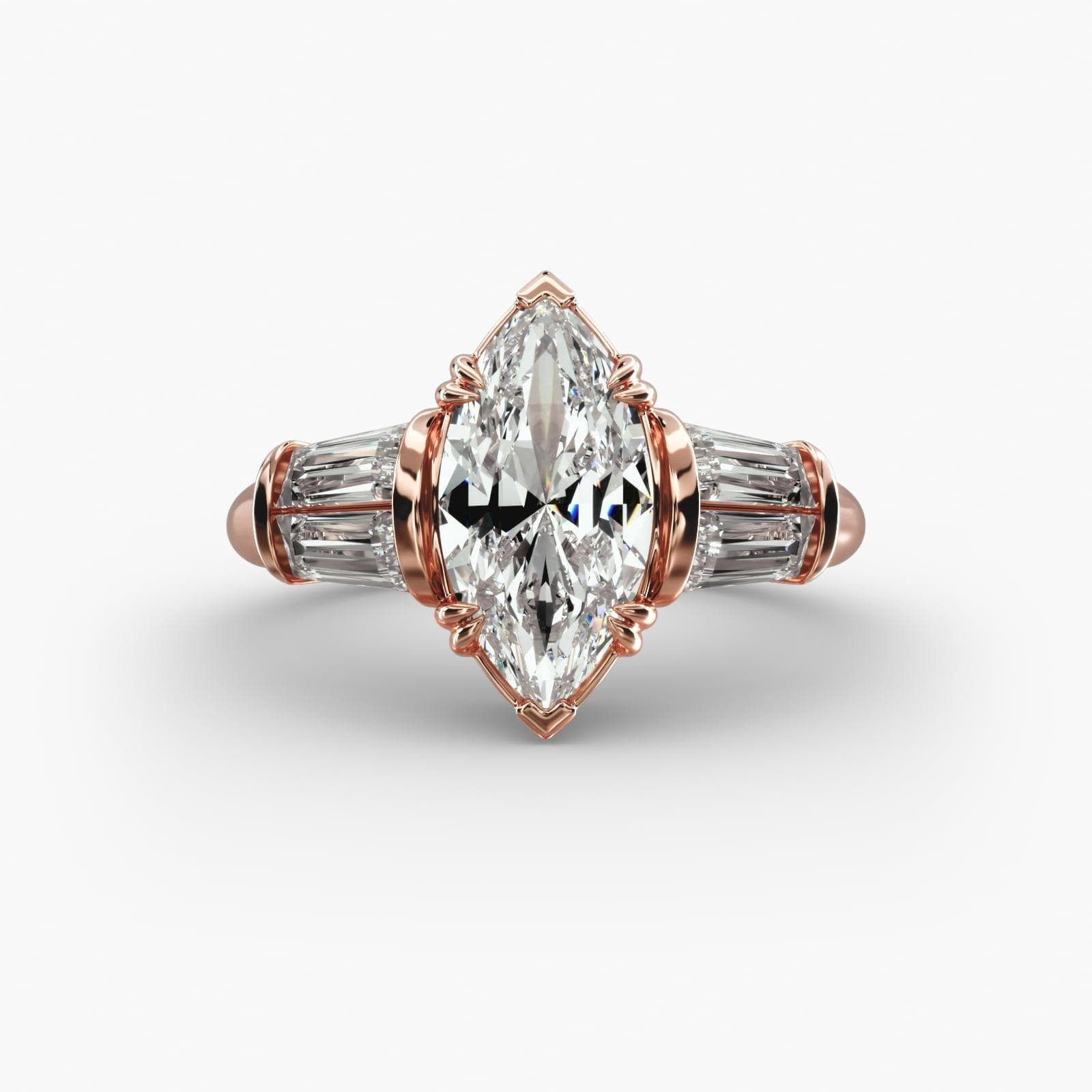 Five-Stone Tapered Baguette Diamond Engagement Ring in 14k Rose Gold Blue Nile