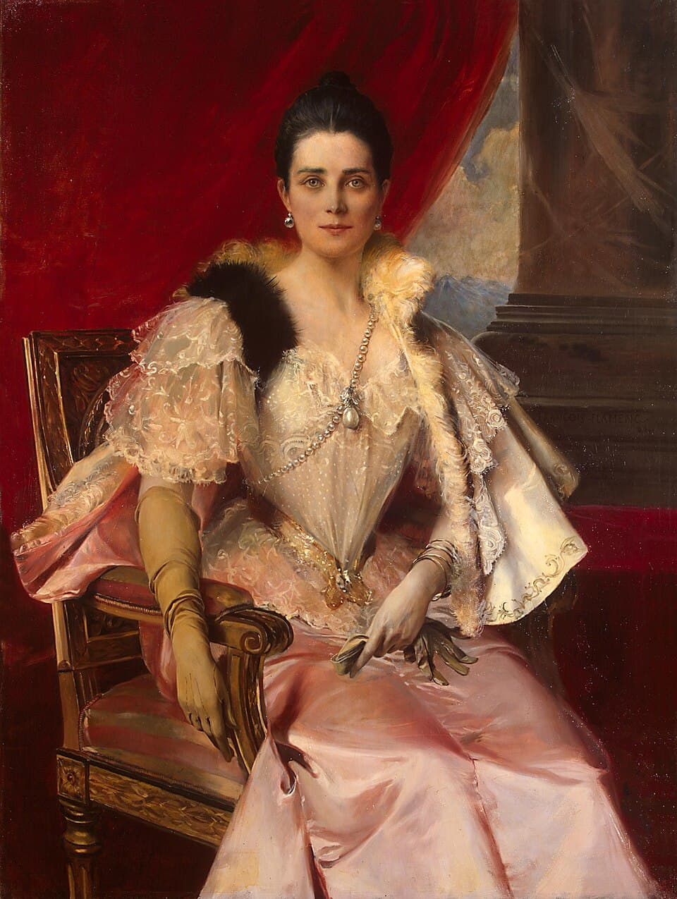 Portrait of Princess Zinaida Yusupova wearing La Pelegrina Pearl